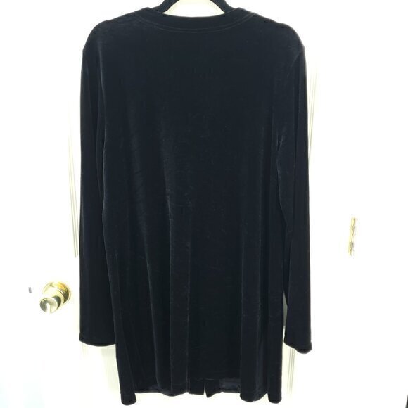 VTG 90s Harve Benard Button Front Velvet Tunic/Mini Dress L Black - Picture 2 of 16